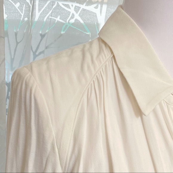 BA&SH Nida white collared long sleeve elastic waist hugging button up midi dress - Picture 11 of 16